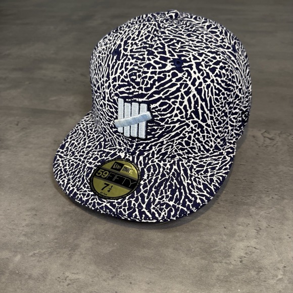 Vintage New Era x Undefeated UNDFTD Hat Elephant Print Navy Powder Blue Y2K RARE - Picture 1 of 7